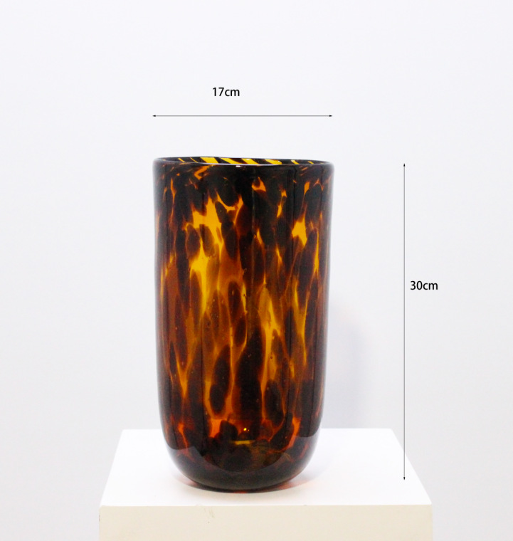 (exportación de la cola simple) tazas de vidrio de tortuga leopardo estampado de llama ornamentos floral decorativo vintage creativo vasijas ornamentos de mesa