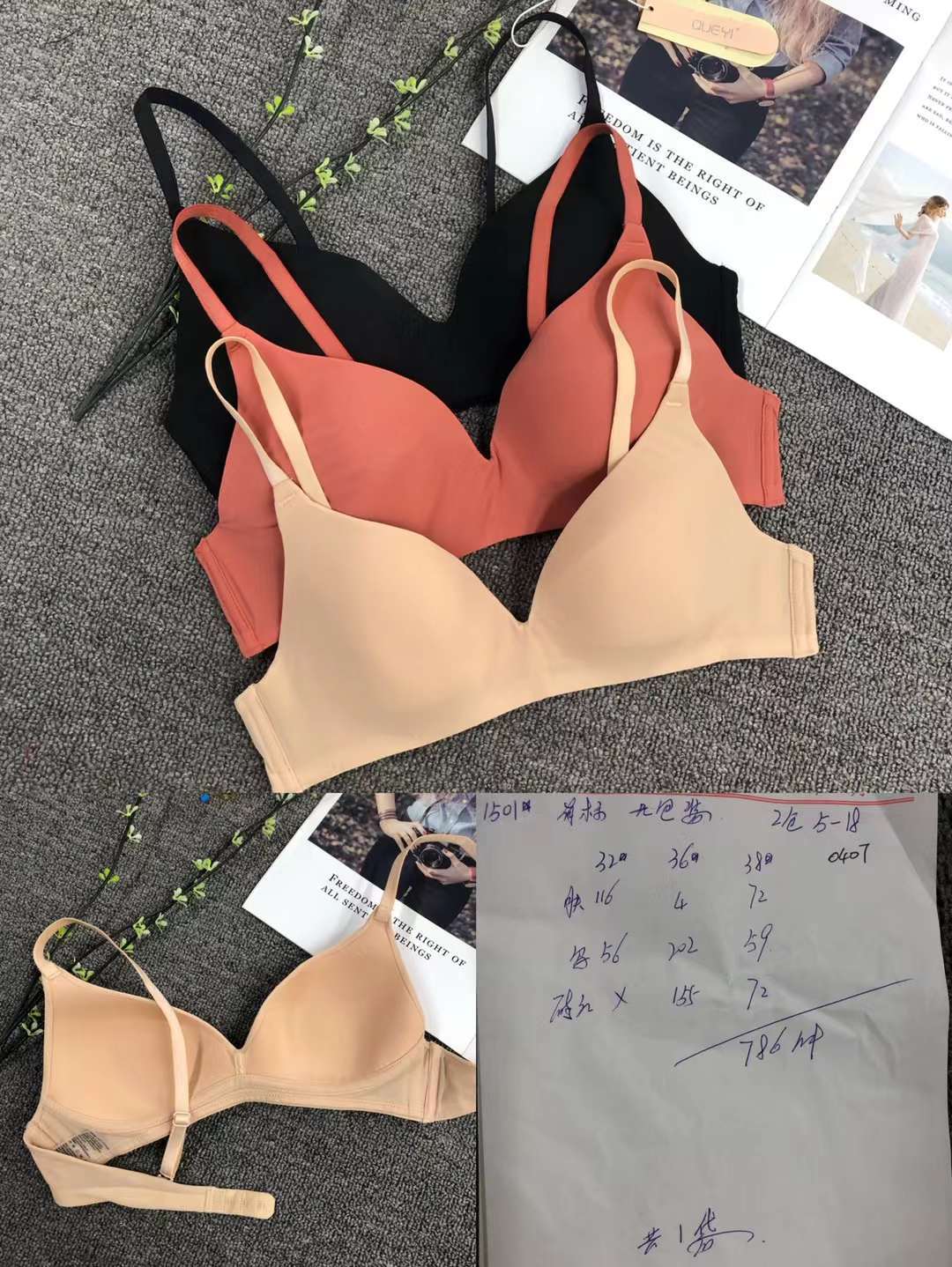 Cruzar la frontera del sudeste de Asia estilo japonés estilo francés cómodo push up francés triángulo taza de ropa interior sin costuras sujetador delgado de las mujeres sin anillo de acero