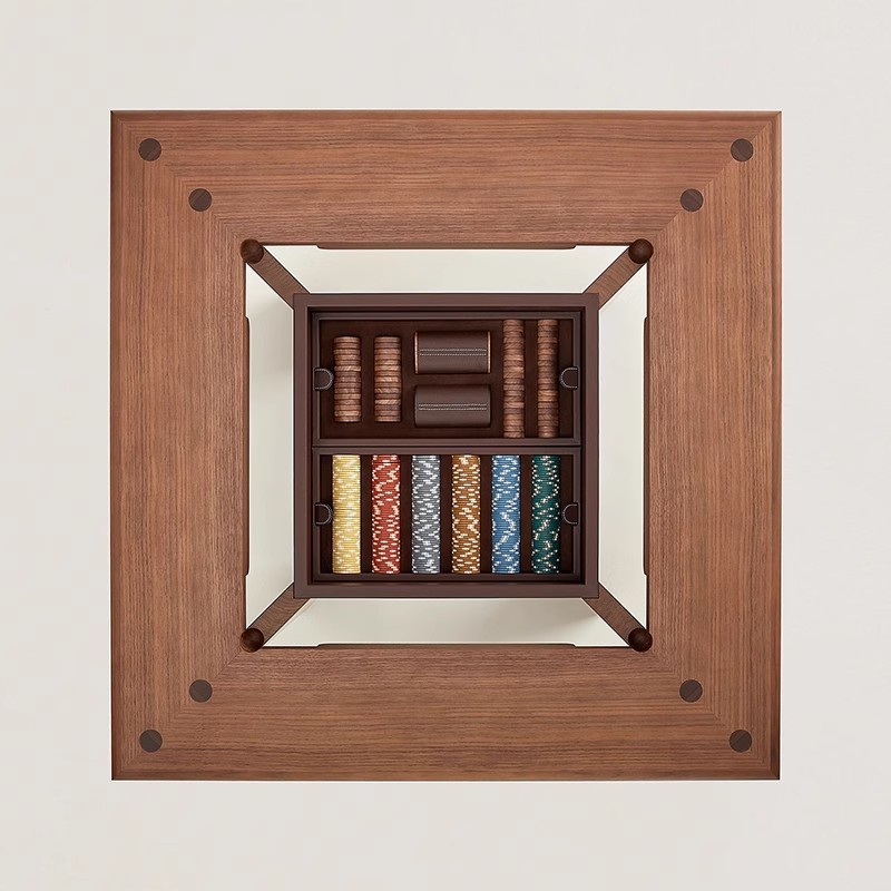 Mesa de ajedrez y cartas de madera maciza de nogal italiano, mesa de huevo de póquer informal para el hogar, mesa de cuero de silla de montar, mesa cuadrada, Amazon