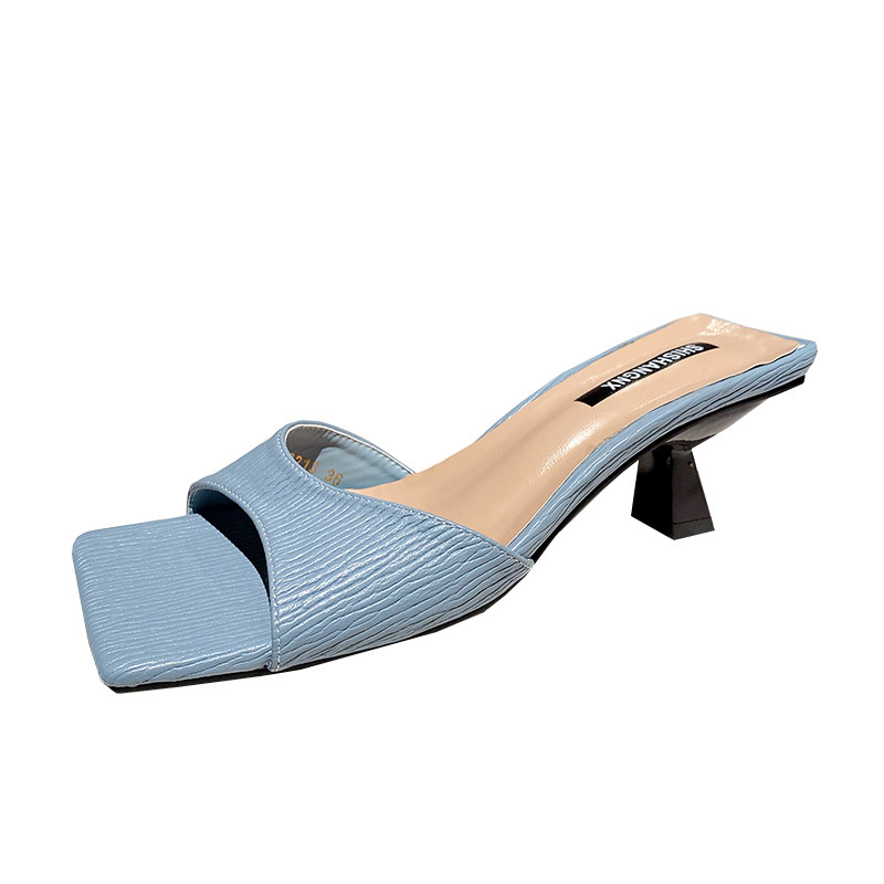 new square head one-word summer wear thick heel open-toe sandals NSZSC57055
