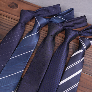 Factory in stock Men's Business Dress 8cm Wide Hand Tie Tie Striped navy blue wine red Professional Shirt