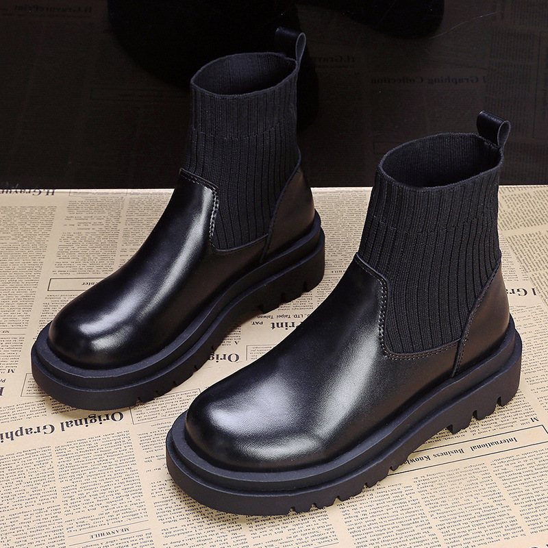 Martin Women's 2023 Autumn/Winter New Network Red Fashion Slim Elastic Socks Boo Thick Sole Breathable Short_voghion.com