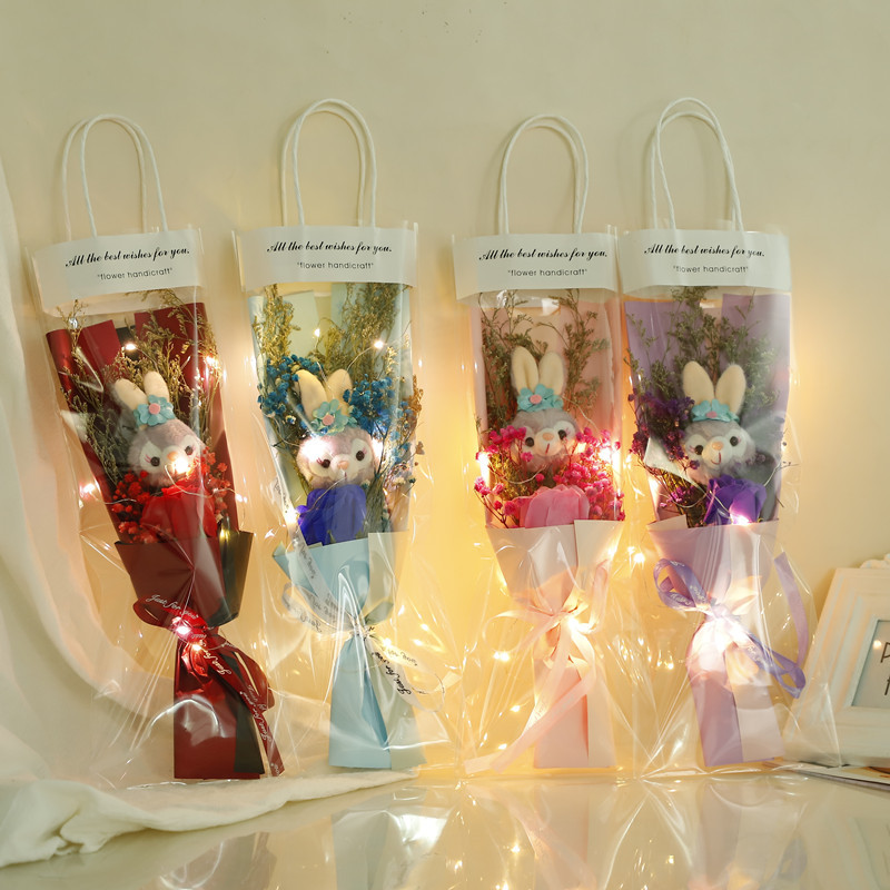 Mother's Day bag full of starry dried flower figurine soap bouquet for girlfriend company mall festival event gift 