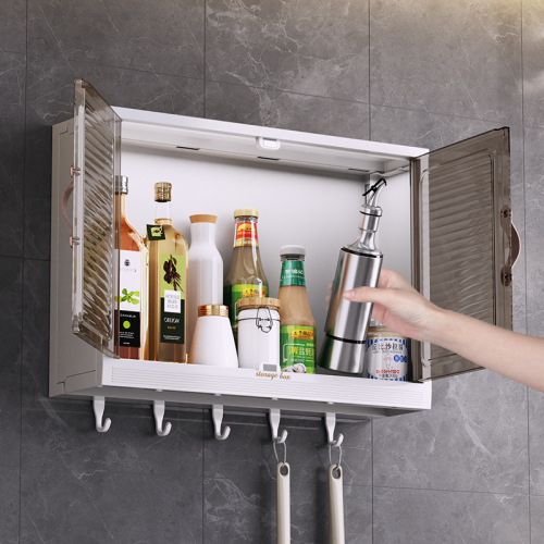 Wall-mounted cosmetics storage box kitchen condiments oil smoke sauce vinegar hanging punch-free traceless storage rack home