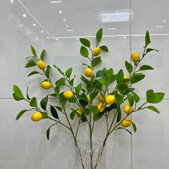 大美高仿真5果柠檬树枝树叶黄柠檬落地长枝酒店客厅户外绿植摆件