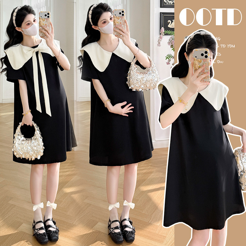 Maternity Wear, Summer Fashion, Trendy Mom Fashion, New Design Dress, Summer French Doll Collar Slimming and Age-Reducing Dress Maternity Wear, Summer Fashion, Trendy Mom Fashion, New Design Dress, Summer French Doll Collar Slimming and Age-Reducing Dress