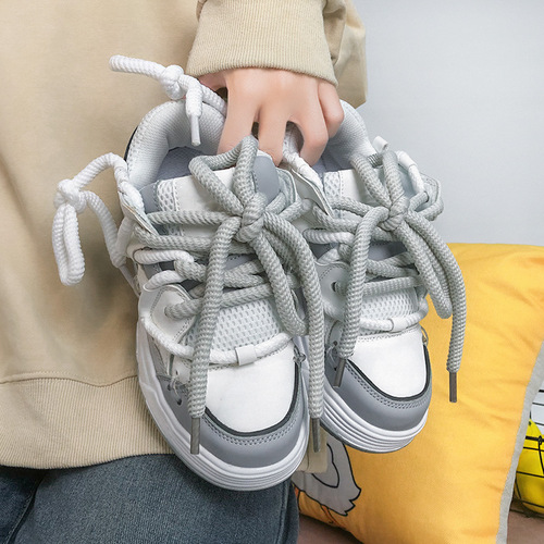 New Trendy Niche National Style Couple's Loafers, Casual Running Shoes, Retro Thick Sole Fashion White Shoes for Students, Men and Women