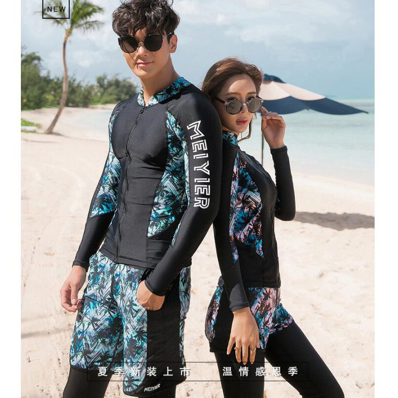 2023 Korean Diving Suit Zipper Split Long Sleeve Trousers Swimsuit Couple Men and Women Jellyfish Suit Snorkeling Suit Swimsuit