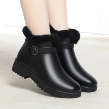 老人头棉鞋女冬季真皮羊毛保暖防滑加绒短靴女鞋加厚妈妈棉皮鞋女