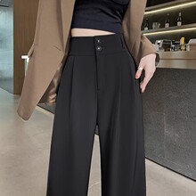 西装裤女高级感垂坠感春秋裤子窄版直筒小个子2026新款夏季阔腿裤