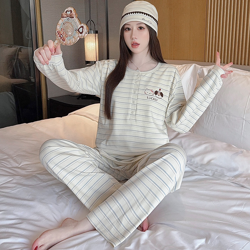 Xiyue's New Maternity Pajamas for Summer, Suitable for Pregnant and Postpartum Women, with Breast Pads, Made of Pure Cotton, Includes a Postpartum Hat Xiyue's New Maternity Pajamas for Summer, Suitable for Pregnant and Postpartum Women, with Breast Pads, Made of Pure Cotton, Includes a Postpartum Hat