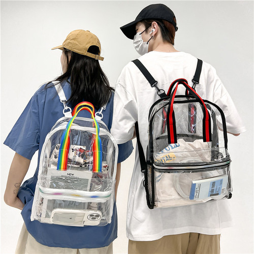 Cross-border Amazon pvc transparent student bag casual transparent beach bag backpack PVC school bag large capacity school bag