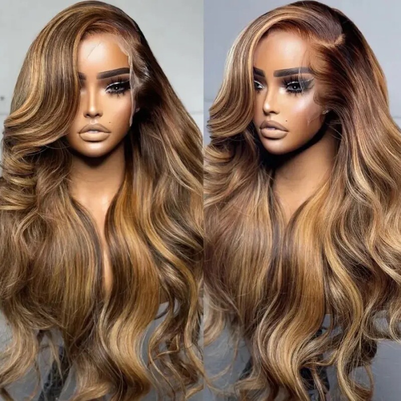 International Hot-Selling Lace Front Wig Set European and American Women's Gradient Color Wig Set Long Curly Hair Big Wave Hair Replacement