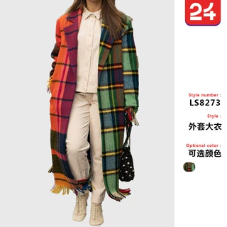 2025欧美秋外贸女装ebay亚马逊新款长袖连帽外套印花龙凤呢子大衣