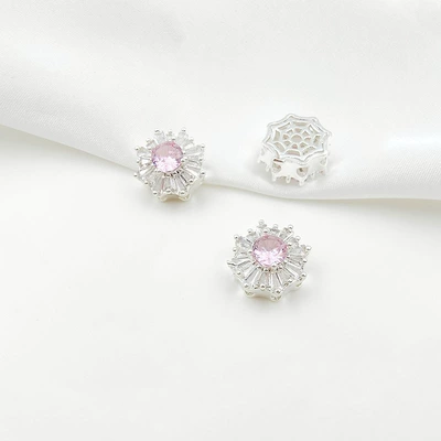 Beads Handmade Double-Row Pearl Bracelet – Zərgərlik ara hissələri - style-1-pink-zirconium-138mm-pure-silver