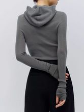 法式无压感毛衣2026叠穿新款设计感连帽修身打底衫羊毛针织衫秋冬