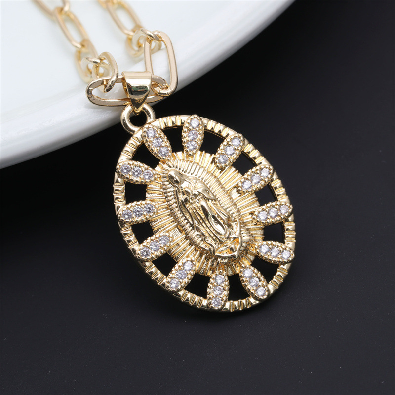 Fashion Cross Letter Square Copper Necklace Inlay Zircon Copper Necklaces