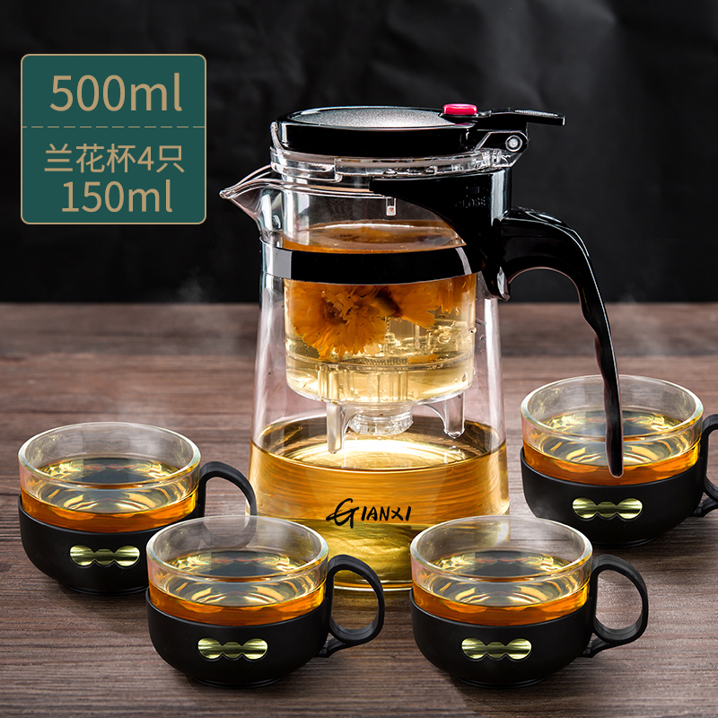 Teapot, flavored tea, tea cup, 500 ml, 4 pieces, orchid