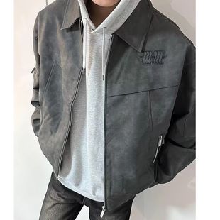 Cleanfit American Retro Lapel Suede Jacket Men's Spring & Fall Trendy Brand Short Flight Jacket