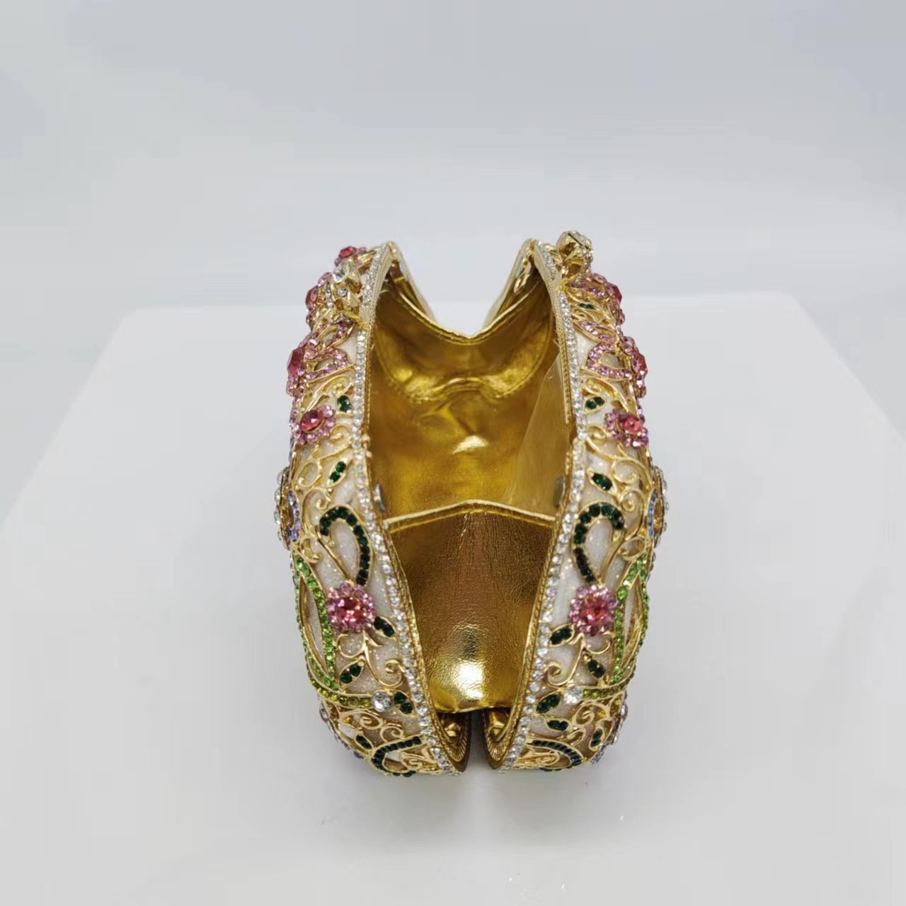 Flores con patrón de diamante, bolsas de cena, bolsas de boda, bolsas de hombro, bolsas de diamante, bolsas de oro