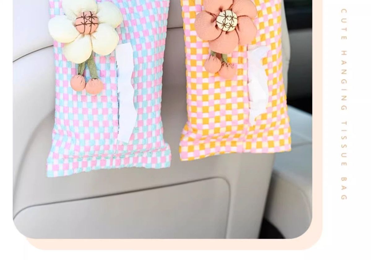 Creative Car Tissue Box Fabric High-end Car Hanging Car Paper Box Car Tissue Box Hanging Bag Popular