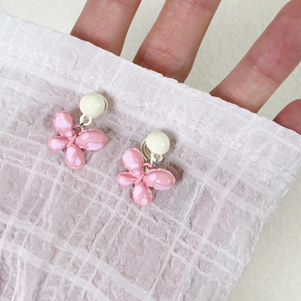 230# oil drop pink butterfly mosquito coil ear clip