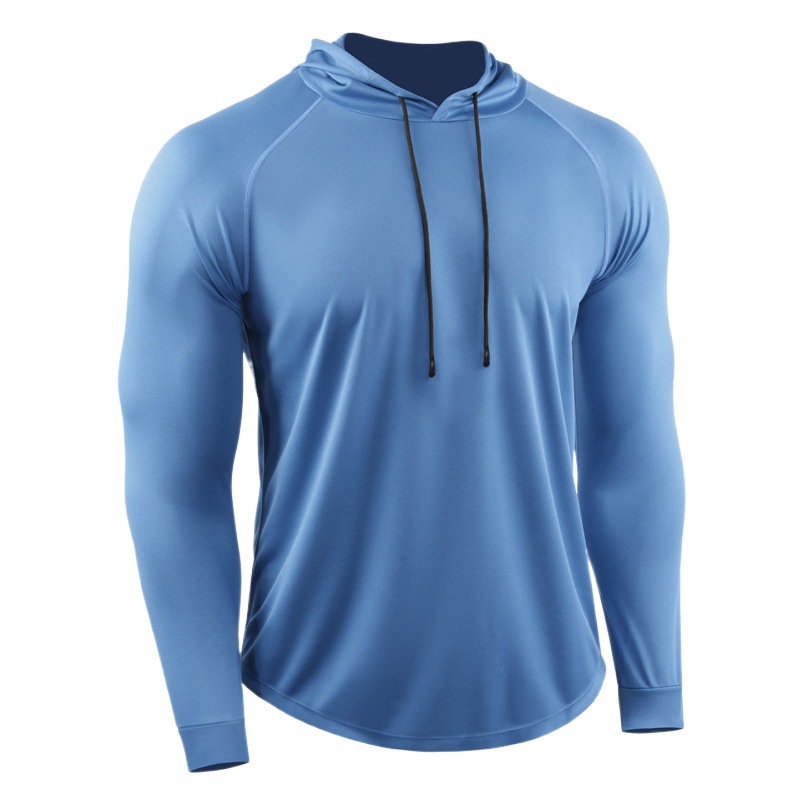 Camiseta deportiva de yoga para exteriores, de secado rápido, transpirable, con capucha, de manga larga, para fitness, otoño e invierno, para correr maratones, fina, para hombre. image 1