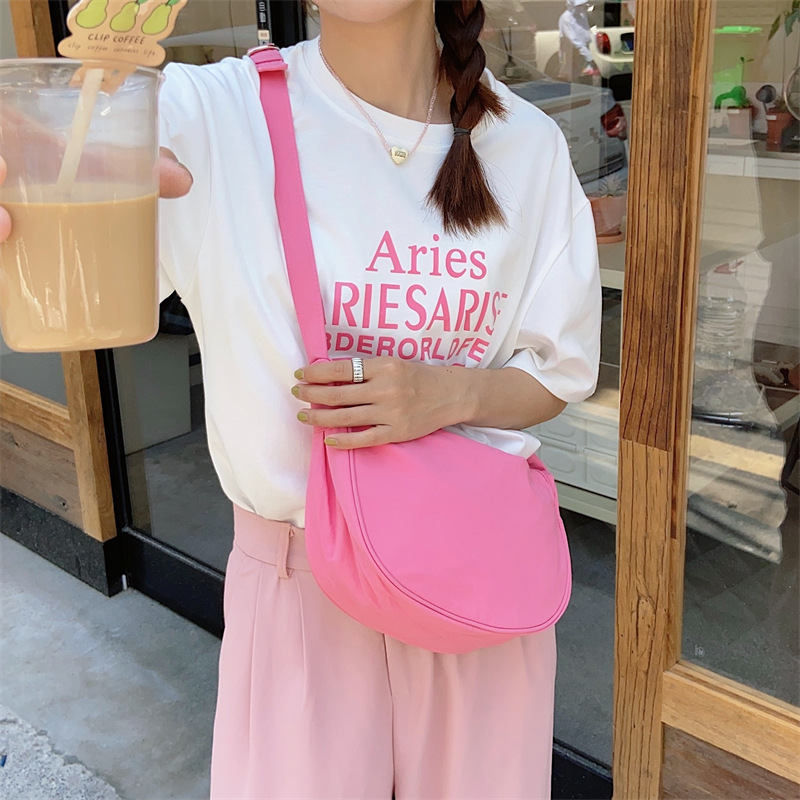 34194 ins Summer crossbody canvas bag for girls, nylon casual lightweight crossbody bag for students, single-shoulder dumpling bag undefined