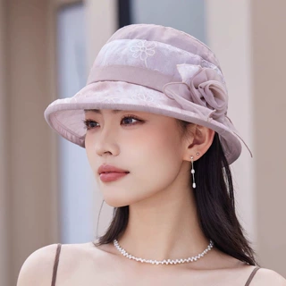 妈妈帽子春夏防晒帽女士遮阳渔夫帽出游太阳帽轻薄盆帽洋气小礼帽