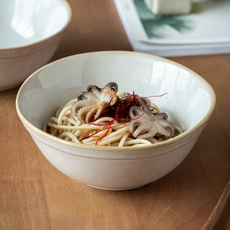 Tacos de ensalada de cerámica japonesa retro tazón de fideos tazón de desayuno casero tazón de polvo de polvo de yogur tazón de avena al por mayor
