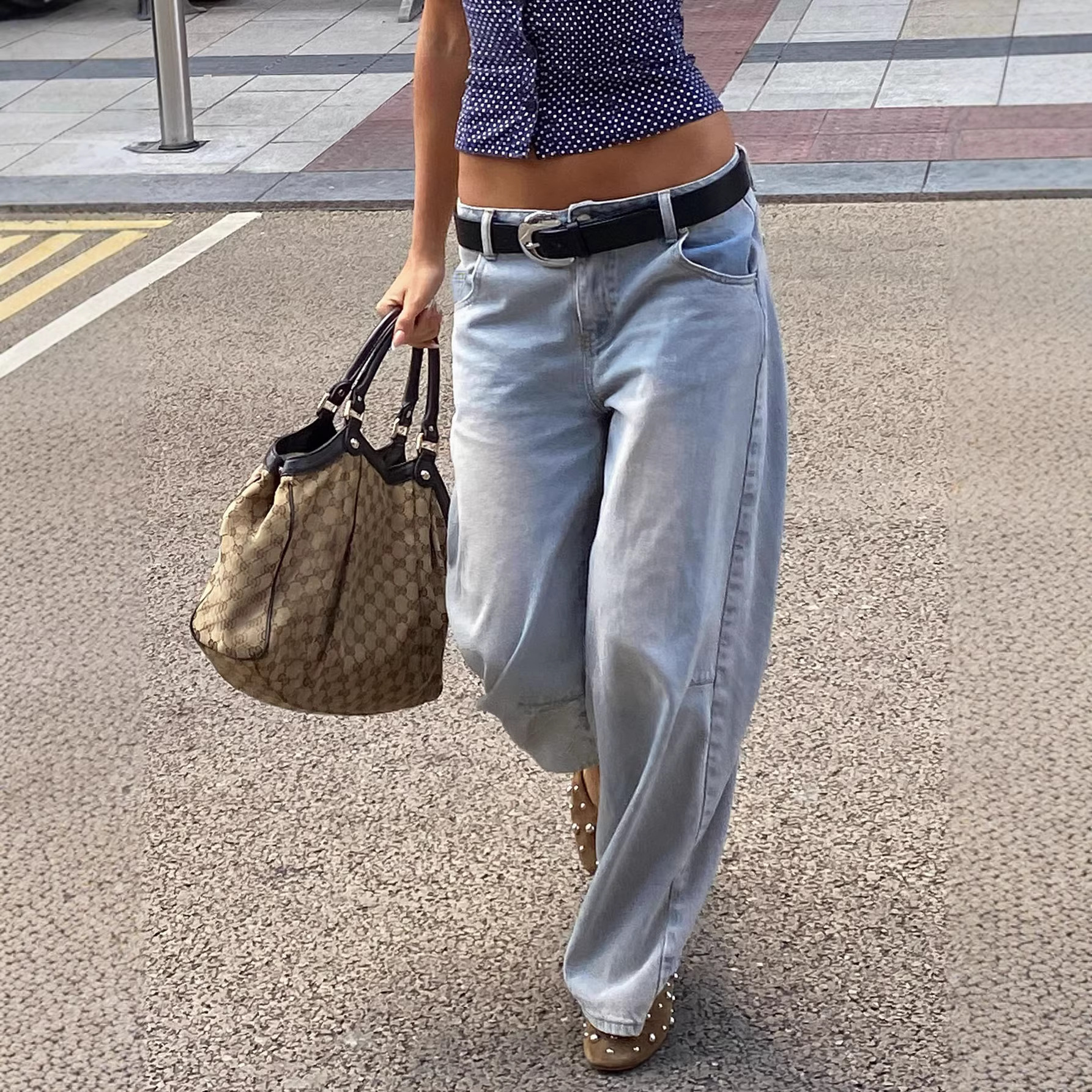 Women's Clothing Wide Leg Light Blue Jeans, High Waisted, Loose Fitting, Retro Style Floor Length Trousers, Wide Leg Washed Denim Jeans, Straight Leg._ecoleips.com