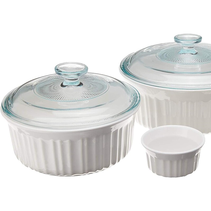 French-Style White 10-Piece Ceramic Baking Dish Set with Lid, Crack-Resistant, High-Temperature Resistant, Microwave-Safe Baking and Storage Set