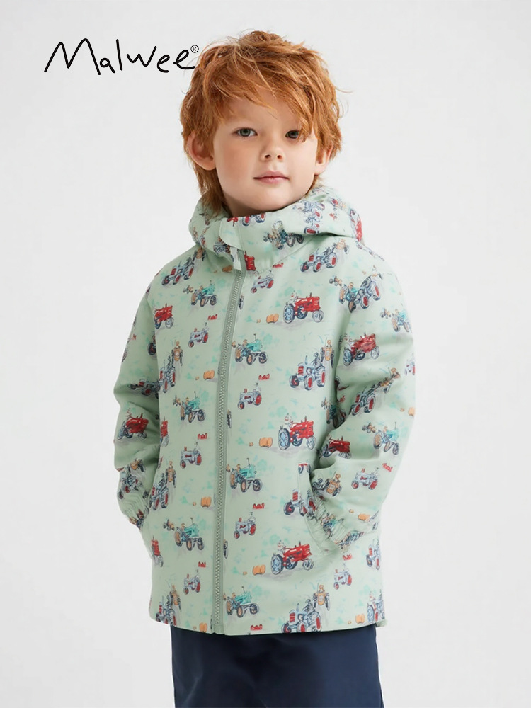 Malwee transfronterizo chaqueta de viento para niños otoño y invierno nuevo estilo europeo y americano encapuchado camisa de cremallera de manga larga ropa infantil