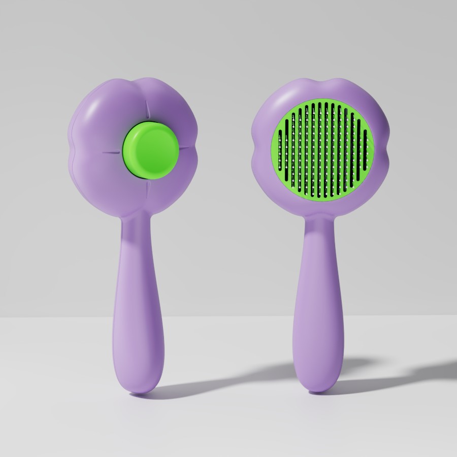 Hawo peine de autolimpieza para mascotas al por mayor peine de masaje universal para gatos y perros redondo mango suave cepillo de aguja de acero autolimpiante peine de depilación