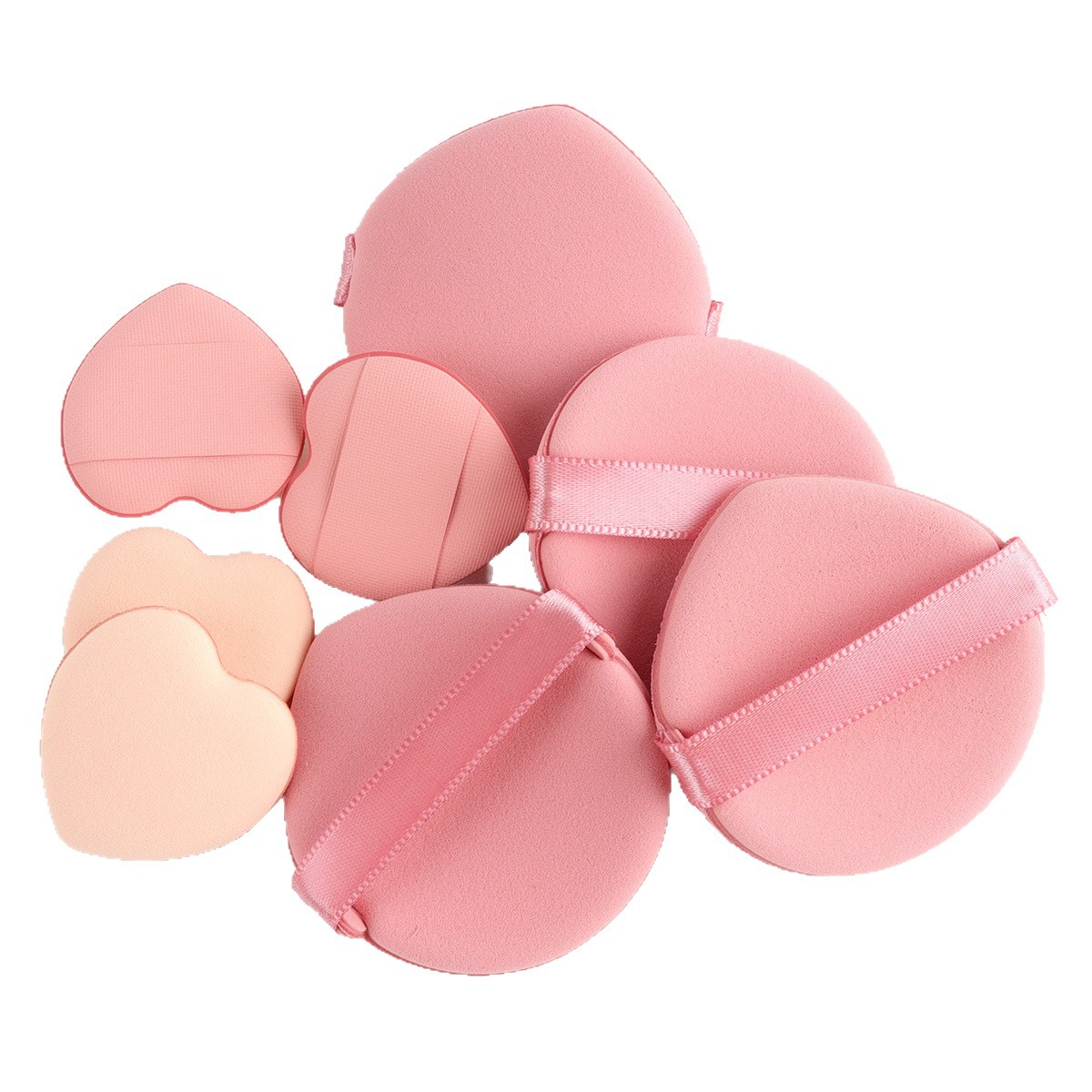 Conjunto de 43 piezas de soplo de flocado rosa maquillaje súper suave maquillaje conjunto triángulo soplo de terciopelo corto de cristal cojín de aire de esponja