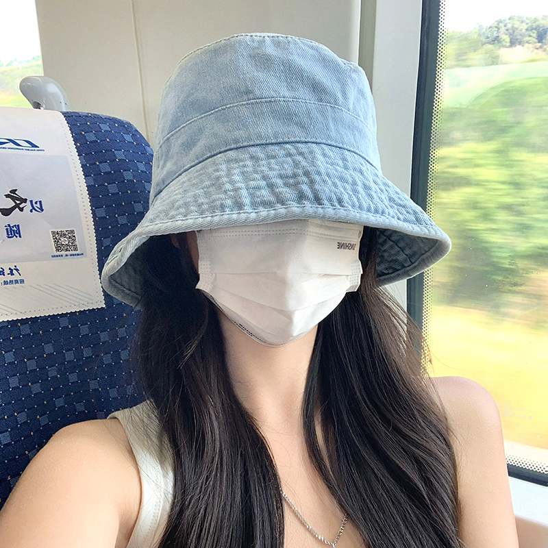 早秋新款水洗渔夫帽时尚通勤素颜牛仔帽清爽简约防晒显脸小遮阳帽|undefined