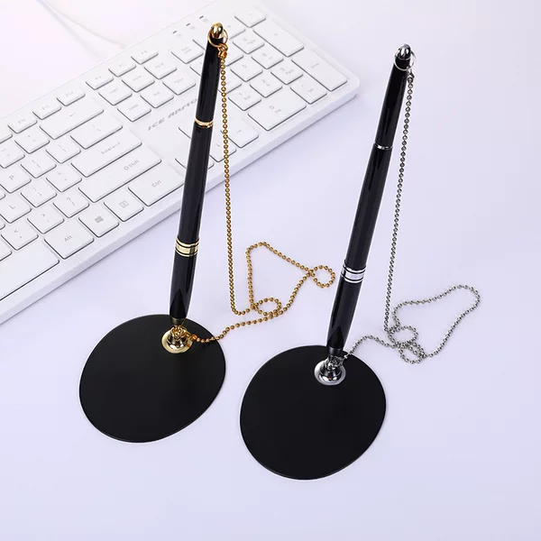 Spot Wholesale Metal Chain Desk Pen Hotel Bank Front Desk Signature Pen Business Advertising Gift Ballpoint Pen