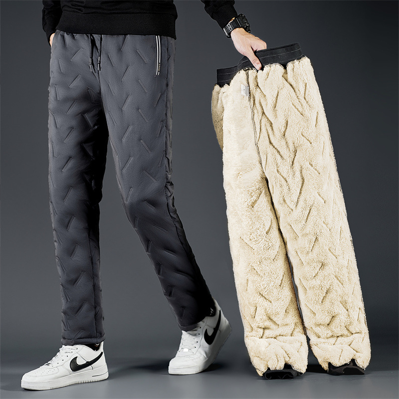 Pantalones de Cachemira invierno nuevos pantalones casuales gruesos forrados de lana de los hombres sueltos más tamaño pantalones largos de algodón cálido hombres