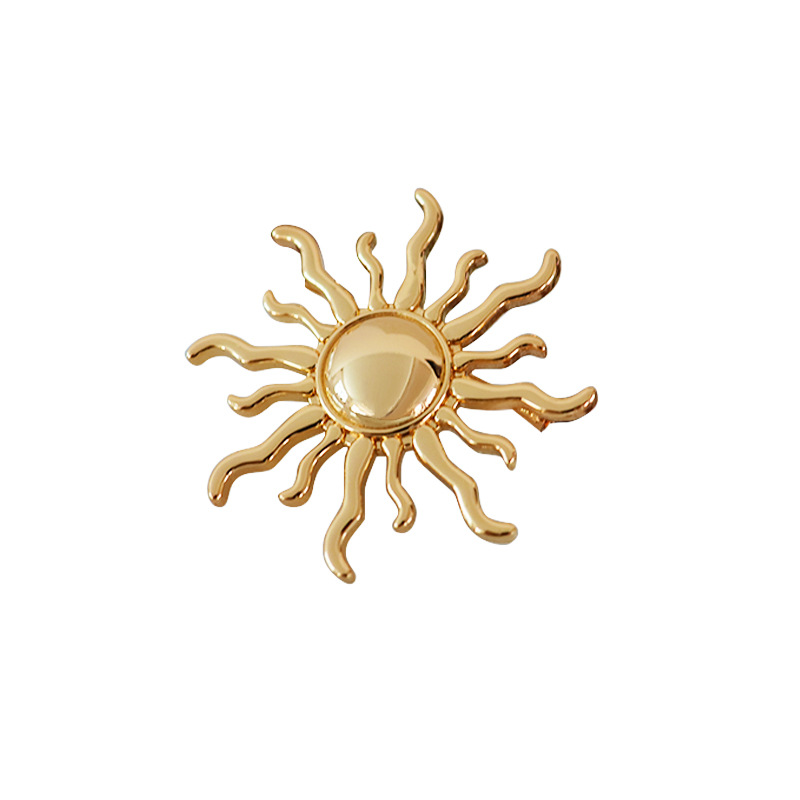 Elegante Retro Sonnen Brosche Für Damen Goldfarbenes Accessoire_voghion.com