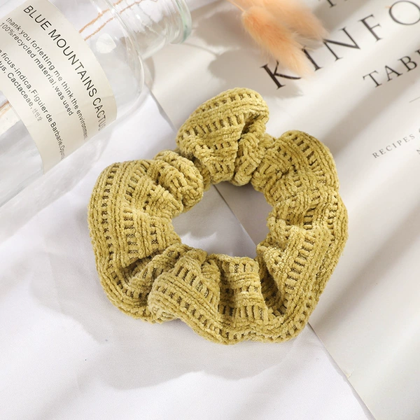 7#yellow -green knitted hair ring