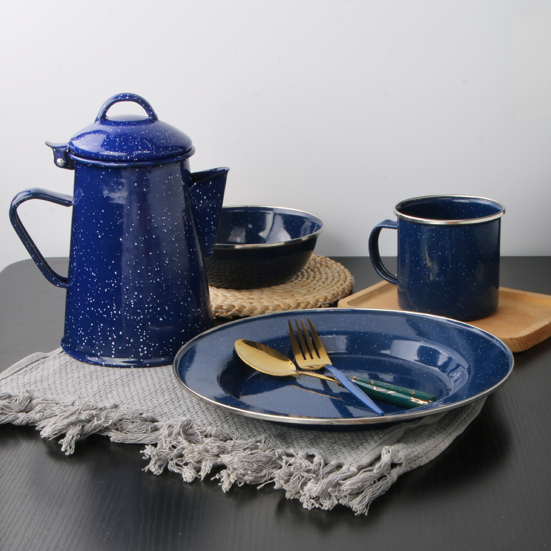 外贸礼品现货批发 搪瓷壶水壶 珐琅手把壶 咖啡壶 多规格 冷水壶