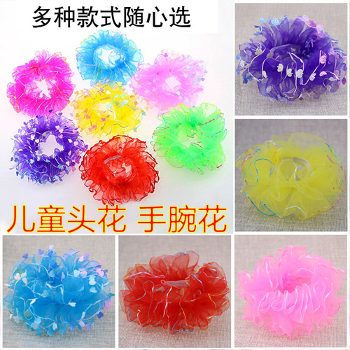 Korean version of children's head flower jewelry princess hair tie hair rope hair rope girl stage performance hair accessories headdress