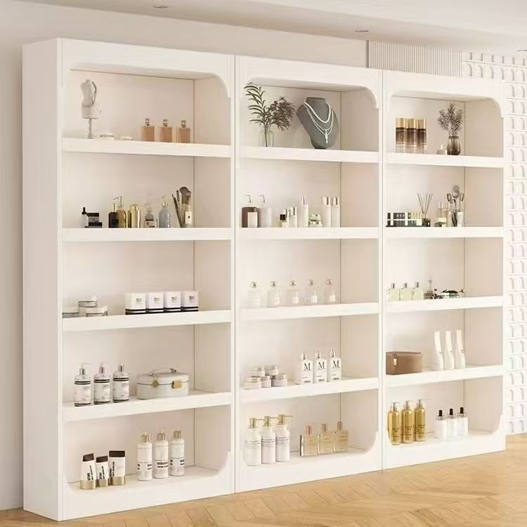 展示柜产品化妆品货架样品美容院置物架美甲多层玻璃门陈列置物柜