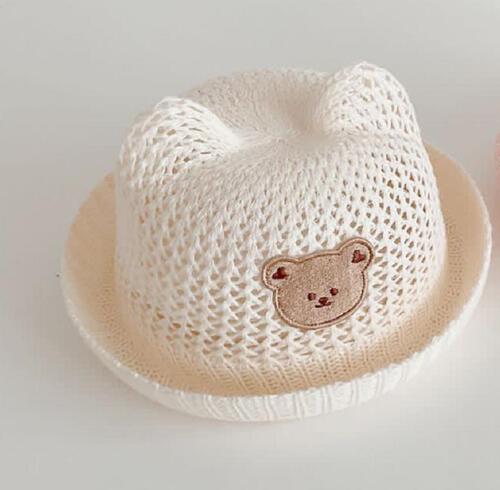 ins style Korean children's sunshade hollow summer mesh soft brim beach hat cute baby breathable cuff hat