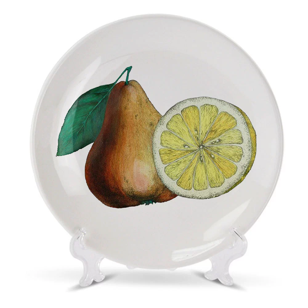 Italian FORNASETTIAN hand -painted fruit vegetarian decoration plate light luxury ceramic round flat plate home decoration