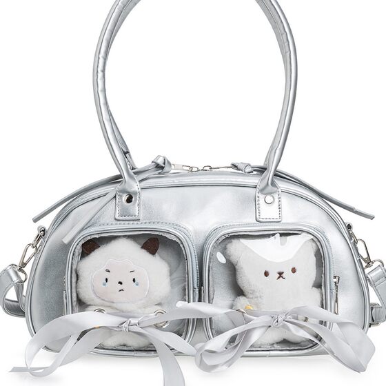 Japanese Style College Style Second Dimension Ribbon Bow Transparent Doll Pain Bag Large Capacity All-match One-shoulder Underarm Bag
