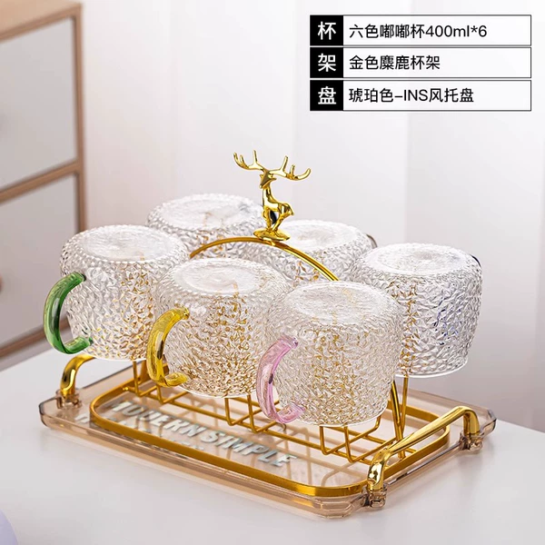 Golden amber glass holder, six colors, 400 ml