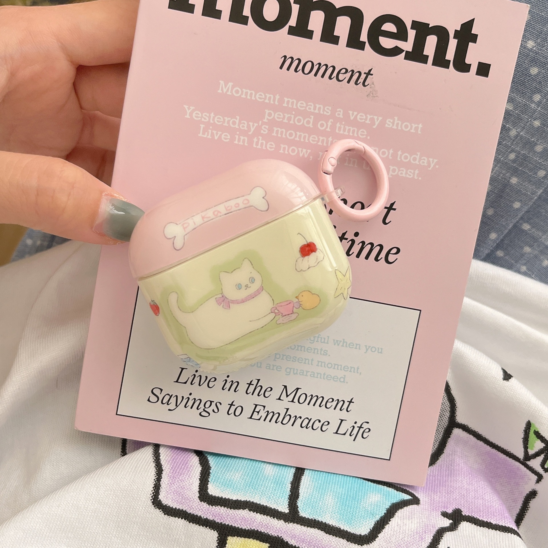 Picnic de nicho coreano Pink Cat para AirPods nueva funda para auriculares de 3/4 generación Pro2 dibujos animados 1/2 generación Pro girl