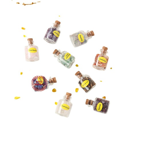 Natural crystal gravel raw stone glass bottle drifting lucky wishing bottle collection and storage children's mineral label manufacturer wholesale