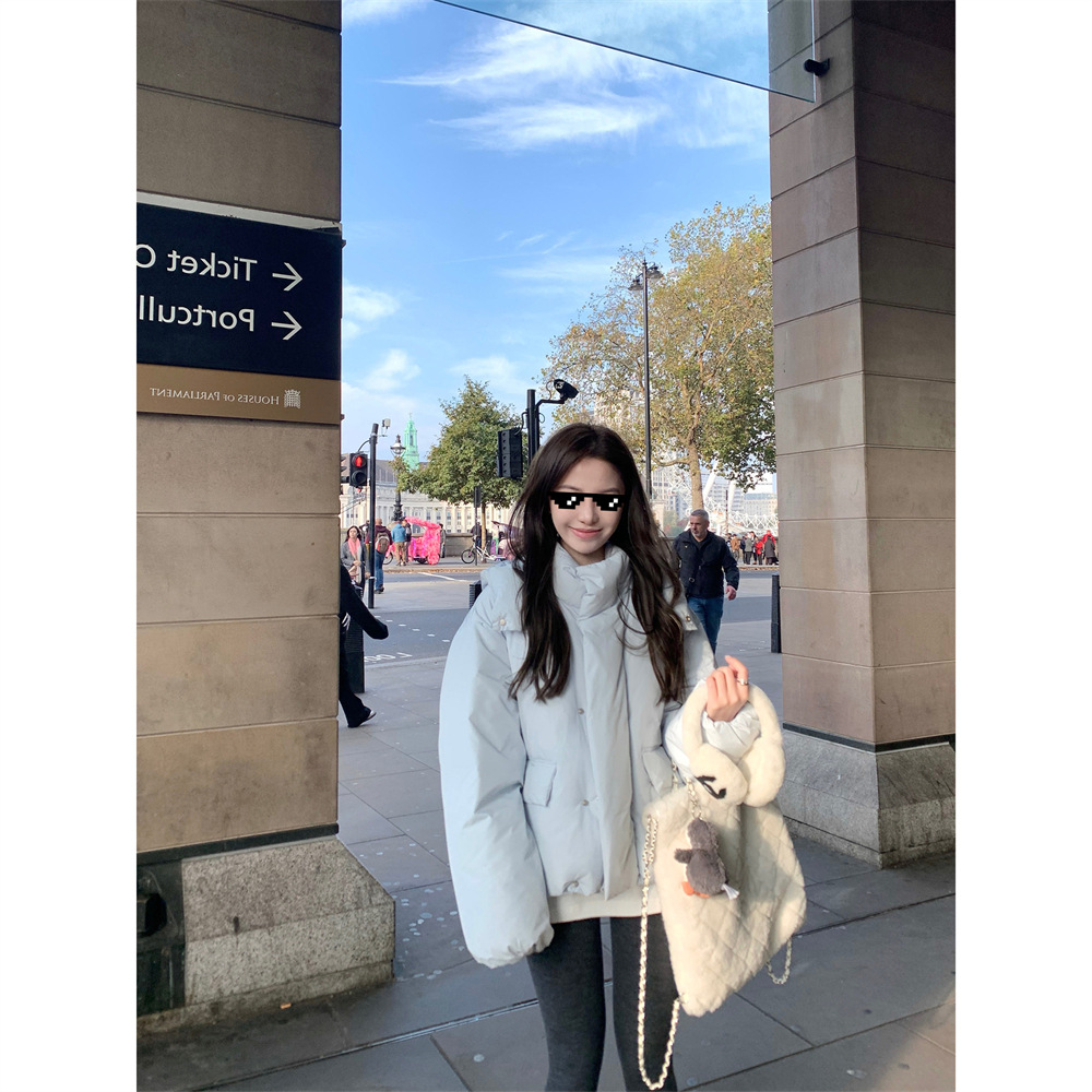 YUYUREAL 낙서 팩 90 흰 오리 다운 후드 다운 재킷 여성의 겨울 길고 짧은 따뜻한 빵 세트